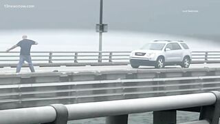 Coast Guard searches for 1 person after tractor-trailer drives off Chesapeake Bay Bridge-Tunnel