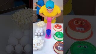 Colorful M&M's cakes vs white food ice cream challenge! ???? #funny #shorts