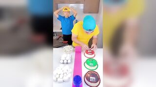 Colorful M&M's cakes vs white food ice cream challenge! ???? #funny #shorts