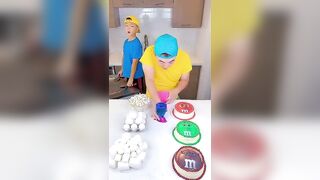 Colorful M&M's cakes vs white food ice cream challenge! ???? #funny #shorts