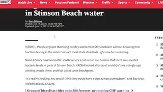 Toddler sickened after swimming in ocean at Stinson Beach