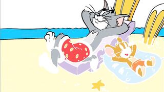 Menggambar dan Mewarnai Tom & Jerry Bersantai di Pantai