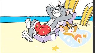 Menggambar dan Mewarnai Tom & Jerry Bersantai di Pantai