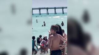 Shark spotted close to swimmers at Florida beach #shorts