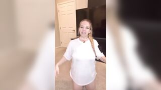 Wet Shirt Stretching - No Panties / No Bra