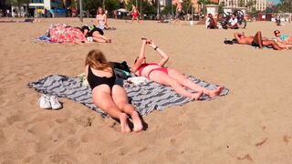 Barcelona, Beach Walk SPAIN Sant Miguel Beach May 2023