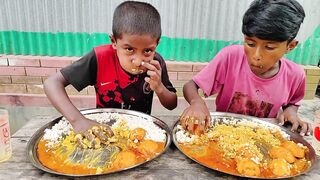 Brother vs Brother Eating Challenge || Delicious Egg Curry with Rice Eating Competition