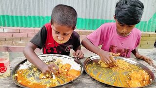 Brother vs Brother Eating Challenge || Delicious Egg Curry with Rice Eating Competition