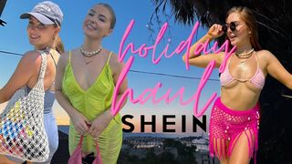 SHEIN HOLIDAY HAUL - bikinis, birthday dress, sliders, bags