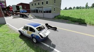 Double Flatbed Trailer Truck vs Speedbumps Train vs Cars Beamng.Drive#0001