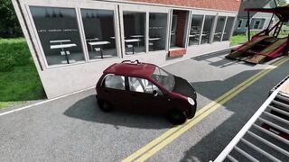 Double Flatbed Trailer Truck vs Speedbumps Train vs Cars Beamng.Drive#0001