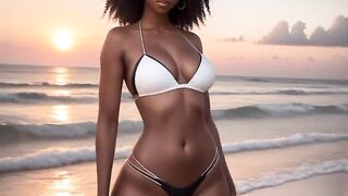 AI CHIC Fantasy black girls in white bikinis in the astonishing sunset #ai #lookbook