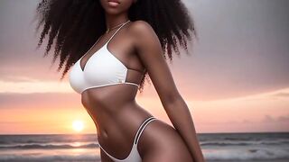 AI CHIC Fantasy black girls in white bikinis in the astonishing sunset #ai #lookbook