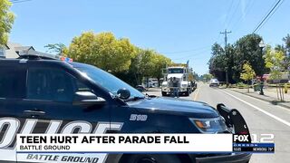 Teen girl falls from parade trailer, run over in Battle Ground