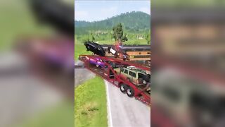 Double Flatbed Trailer Truck vs speed bumps|Busses vs speed bumps | Beamng Drive #37