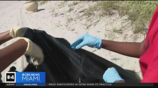 Summercampers and Miramar police participate in beach clean-up