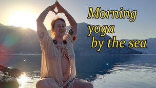 Meditation by the sea. Yoga at dawn. Morning meditation. Mountains. Montenegro. Mila Naturist