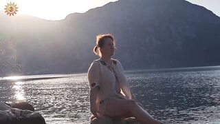 Meditation by the sea. Yoga at dawn. Morning meditation. Mountains. Montenegro. Mila Naturist