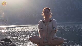 Meditation by the sea. Yoga at dawn. Morning meditation. Mountains. Montenegro. Mila Naturist