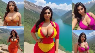 Anju Bhabi Traveling To High Mountain Lingerie set photography photoshoot ai look book @loveai143