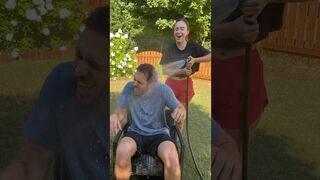 Full video on my tiktok!! #coupleschallenge #marriagehumor #husbandwifecomedy #waterhose #funny