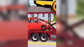 Double Flatbed Trailer Truck vs Speed bumps | Train vs Cars | Tractor vs Train | BeamNG Drive #130