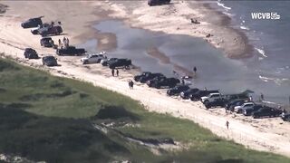 Sandy Neck Beach filled with campers on Labor Day weekend