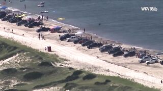 Sandy Neck Beach filled with campers on Labor Day weekend