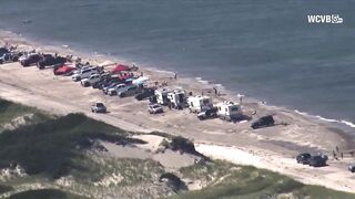 Sandy Neck Beach filled with campers on Labor Day weekend