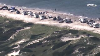 Sandy Neck Beach filled with campers on Labor Day weekend