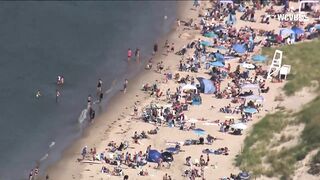 Large crowds spotted on Cape Cod Bay beach on Labor Day weekend