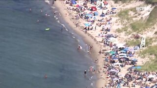 Large crowds spotted on Cape Cod Bay beach on Labor Day weekend