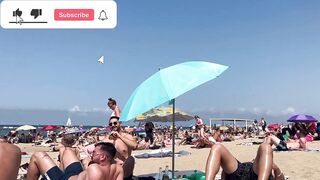 MUST SEE ???? THE HOTTEST DAY ???? on Barceloneta beach 4k Spain Beach Walking Tour