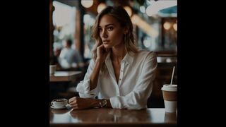 AI Models - White Shirt and Coffee