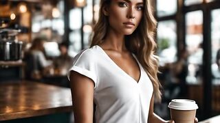 AI Models - White Shirt and Coffee