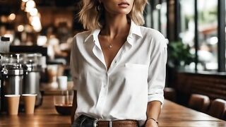 AI Models - White Shirt and Coffee