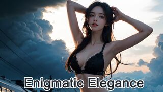 [4K AI Art] Under the Cloudy Skies: Enigmatic Elegance in Black Lingerie