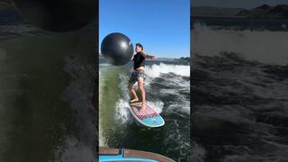 Mess up the words = get a yoga ball to the face #WakeSurfing #karaoke #Shorts