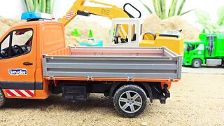 Compilation of excavator dump truck and tractor playing in the sand - Toy car story