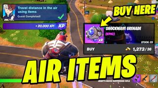 How to EASILY Travel Distance in the air using items (SHOCKWAVE GRENADE NPC) - Fortnite Quest