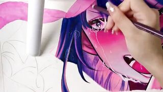 Drawing anime girl Ai Hoshino crying using colored pencils | Timelapse | Draw so easy Anime