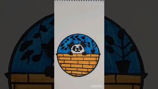 Panda ???? on a wall | Drawing | Anime | #drawing #trending #youtubeshorts #anime #art #panda