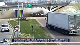 Tractor-Trailer nearly crashes into other vehicles on Louisiana highway