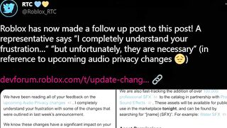 roblox very nice response to the DRAMA they cause (roblox audio update)