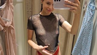 Try On haul Transparent lingerie and clothes At The Mall