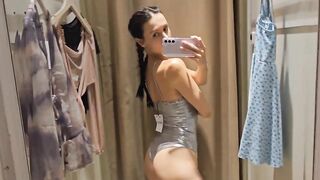 Try On haul Transparent lingerie and clothes At The Mall