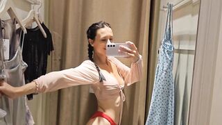 Try On haul Transparent lingerie and clothes At The Mall