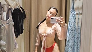 Try On haul Transparent lingerie and clothes At The Mall