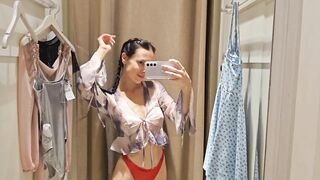 Try On haul Transparent lingerie and clothes At The Mall