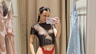 Try On haul Transparent lingerie and clothes At The Mall